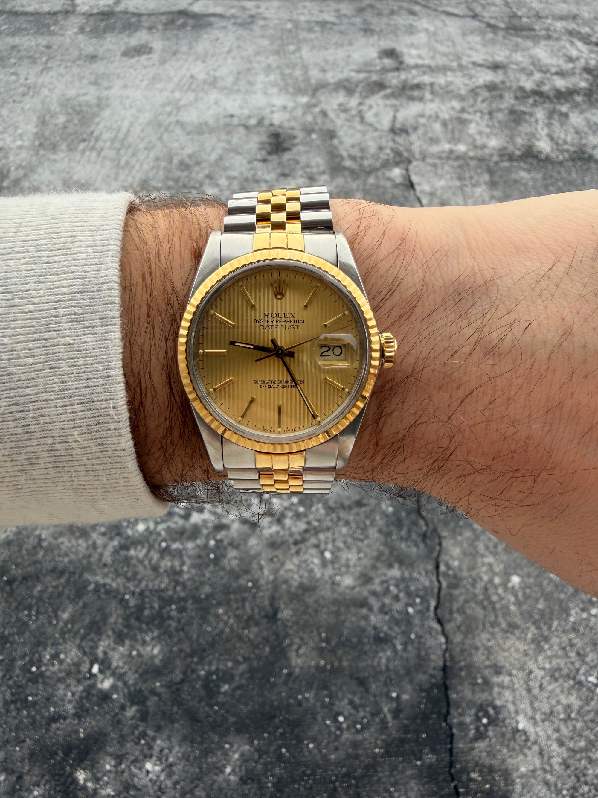 Rolex Datejust 16013 – Champagne Tapestry Dial – “American Psycho” – Circa 1985