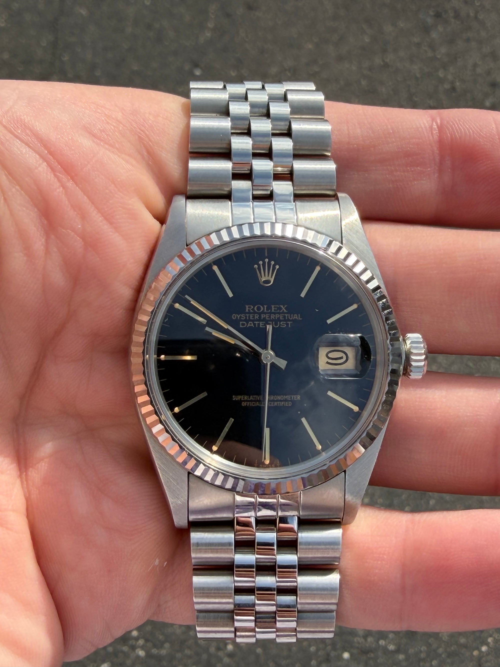 1983 Rolex Datejust Ref 16014 W/18k White Gold Bezel