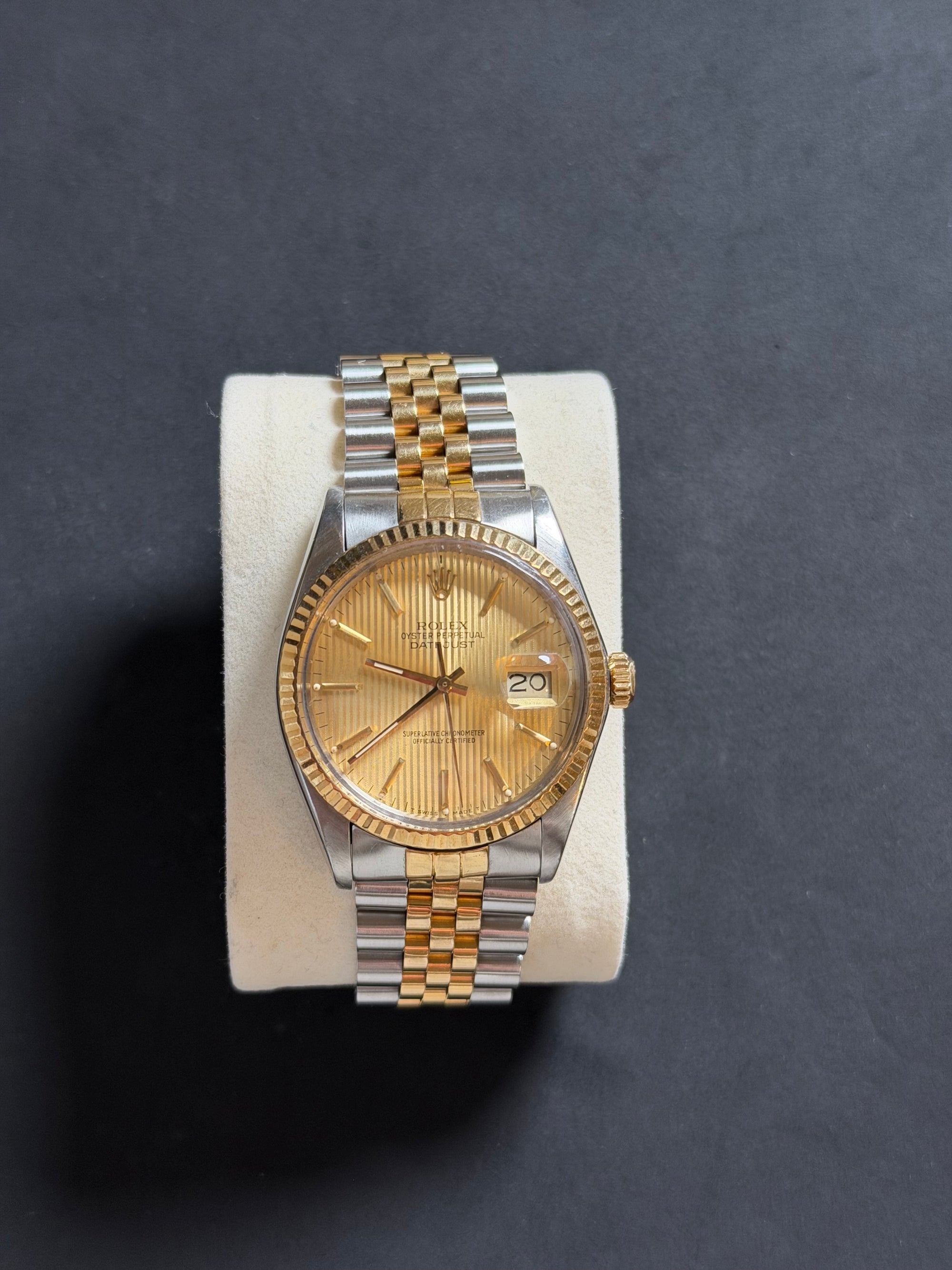 Rolex Datejust 16013 – Champagne Tapestry Dial – “American Psycho” – Circa 1985