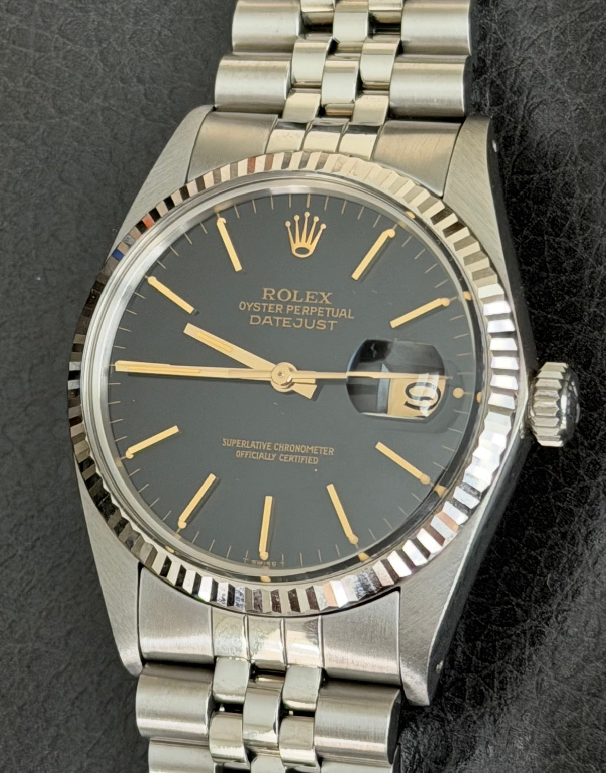 1983 Rolex Datejust Ref 16014 W/18k White Gold Bezel