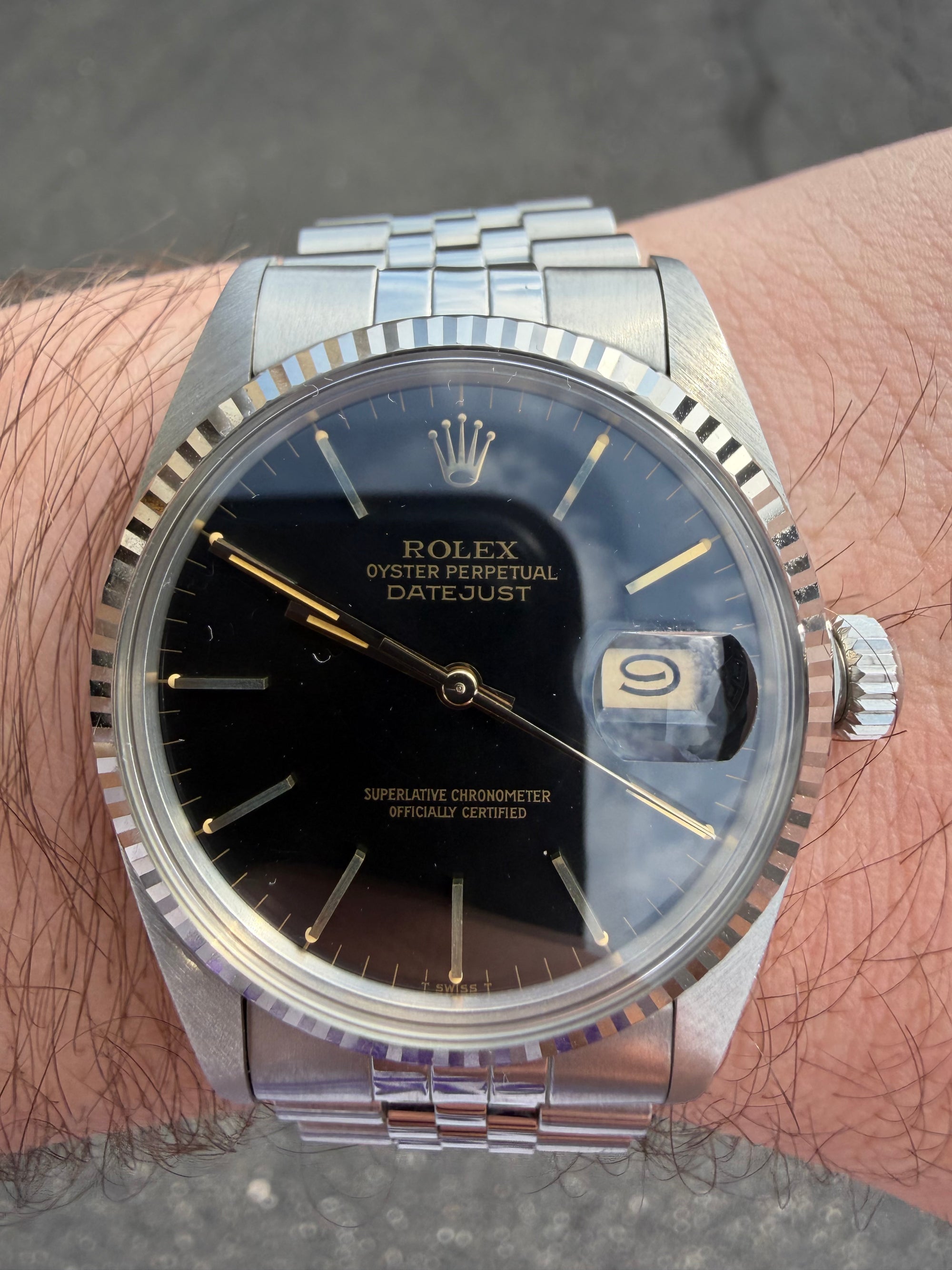 1983 Rolex Datejust Ref 16014 W/18k White Gold Bezel
